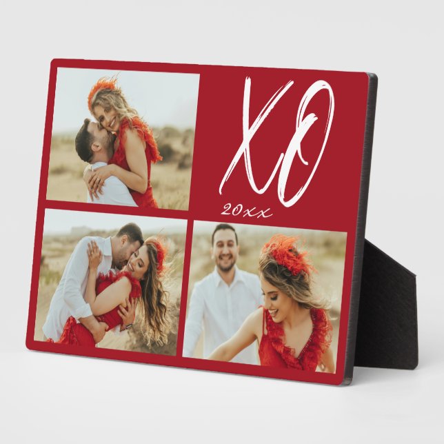 Modern Script XO Year Photo Collage Plaque (Side)