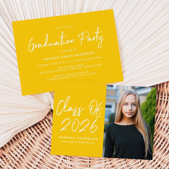Modern Script Yellow 2025 Graduation Party Invitation (Creator Uploaded)