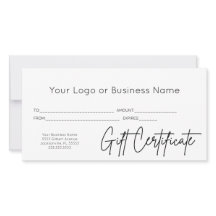 Modern Script Your Logo Business Gift Certificate