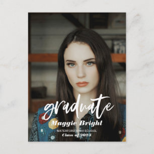 Modern scripted graduate photo postcard