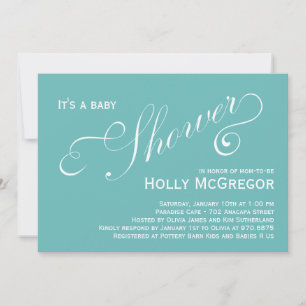 Modern Scripts Baby Shower Invitation - Blue
