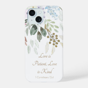 Modern Scripture Watercolor Floral White iPhone 15 Case