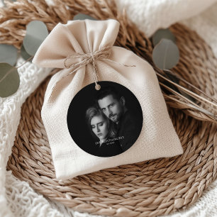 Modern Scripty Black and White Photo  Favour Tags