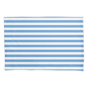 Modern Sea Blue and White Stripe Beachy Pillowcase