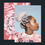 Modern | Sea Coral Floral | Watercolor Graduation  Announcement<br><div class="desc">Modern | Sea Coral Floral | Watercolor Graduation Announcement</div>