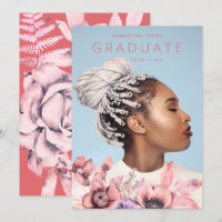 Modern | Sea Coral Floral | Watercolor Graduation 