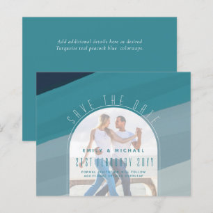 Modern Sea Glass Ocean Peacock Blue Teal Wedding