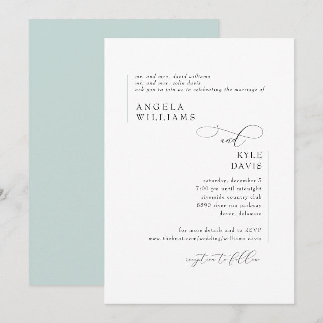 Modern Sea Glass Wedding Invitation (Front/Back)