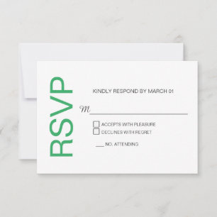 Modern Sea Green White Wedding RSVP Response Reply