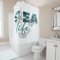 Modern sea life aqua teal blue typography starfish