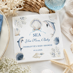Modern Sea you soon Baby Coastal Boy Napkin