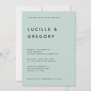 Modern Seafoam Green Editorial Wedding Invitation