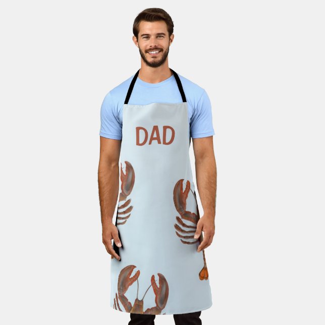 Modern Seafood Lobster Chef Trendy Dad Apron (Worn)