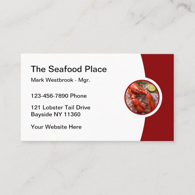 Modern Seafood Restaurant Business Card (Front)