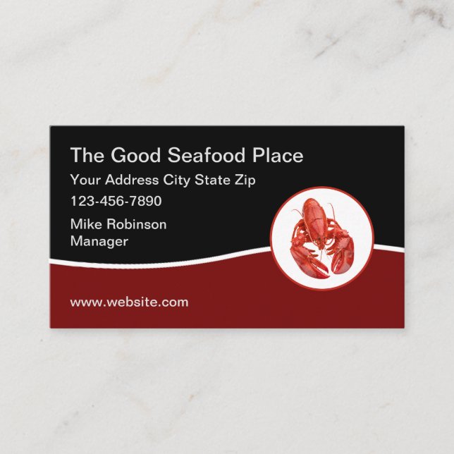 Modern Seafood Restaurant Lobster Theme Business Card (Front)