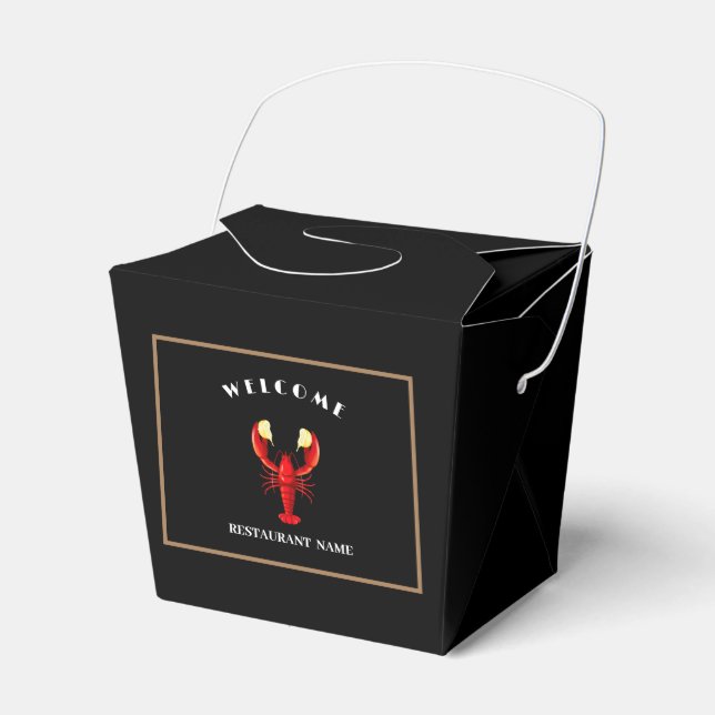 Modern seafood welcome Lobster lime custom name Favour Box (Front Side)