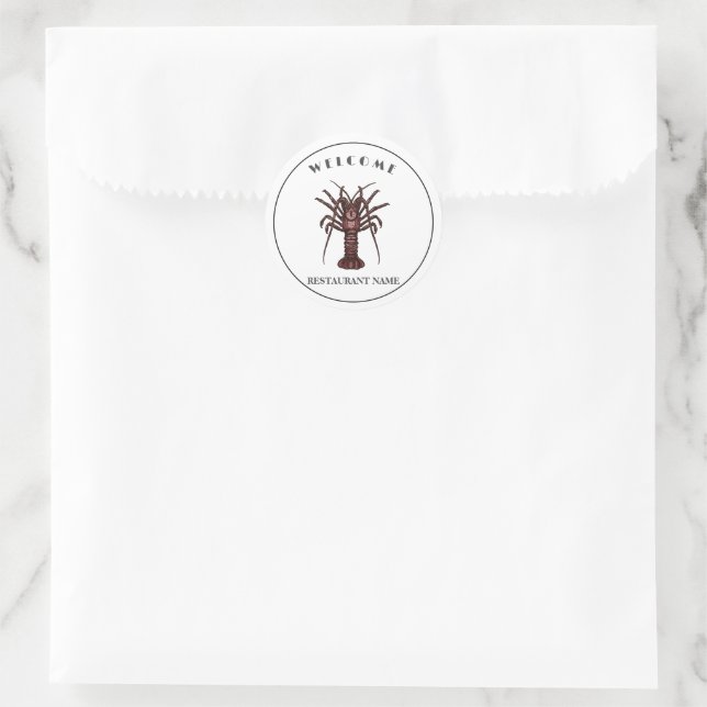 Modern seafood welcome Lobster Restaurant logo nam Classic Round Sticker (Bag)