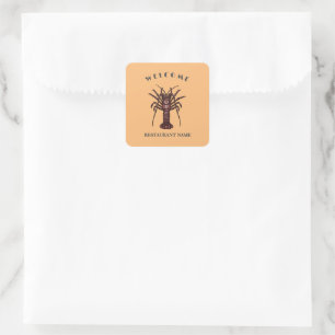 Modern seafood welcome Lobster Restaurant logo nam Square Sticker