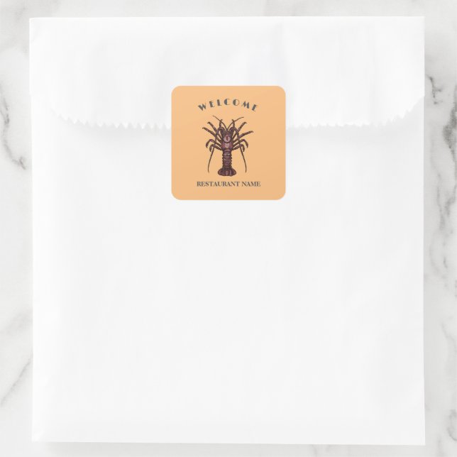 Modern seafood welcome Lobster Restaurant logo nam Square Sticker (Bag)