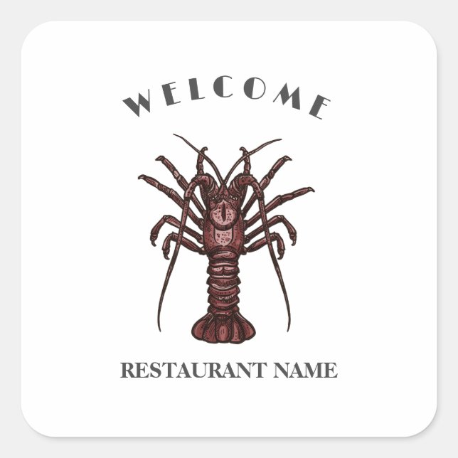 Modern seafood welcome Lobster Restaurant logo nam Square Sticker (Front)