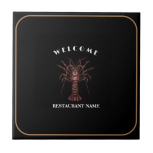 Modern seafood welcome Lobster Restaurant logo nam Tile