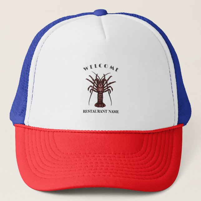 Modern seafood welcome Lobster sashimi custom name Trucker Hat (Front)