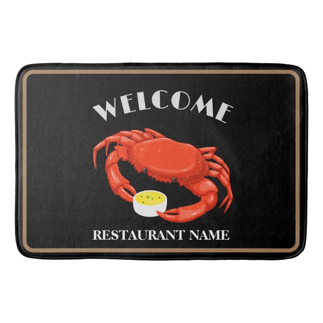 Modern seafood welcome red Crab butter logo name Bath Mat (Front)