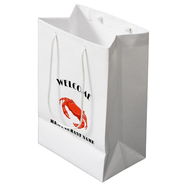 Modern seafood welcome red Crab custom Personalise Medium Gift Bag (Front Angled)