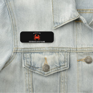 Modern seafood welcome red Crab custom Personalise Name Tag