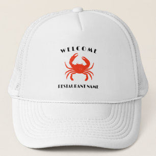 Modern seafood welcome red Crab custom Personalise Trucker Hat