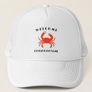 Modern seafood welcome red Crab custom Personalise Trucker Hat