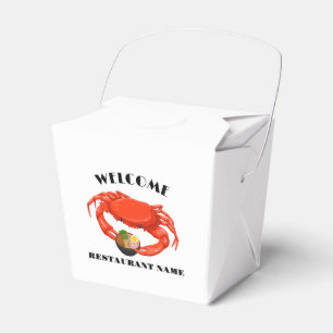 Modern seafood welcome red Crab ramen logo name Favour Box