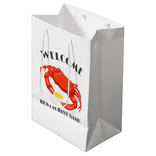 Modern seafood welcome red Crab Soup custom name Medium Gift Bag (Front Angled)
