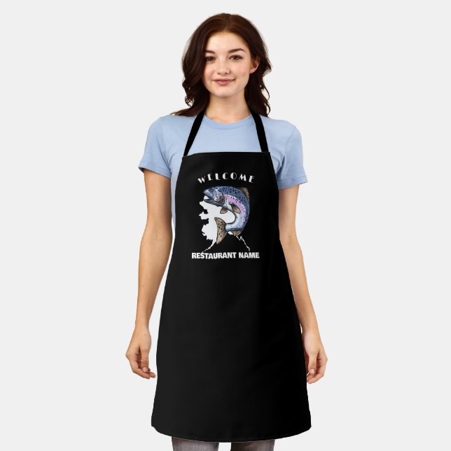 Modern seafood welcome salmon Alaska Personalise  Apron (Worn)