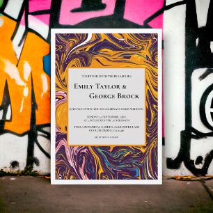 Modern Seamless Abstract Wavy Whimsical Wedding Invitation