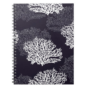 Modern seamless hand drawn coral pattern vintage i notebook