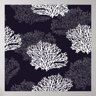 Modern seamless hand drawn coral pattern vintage i poster