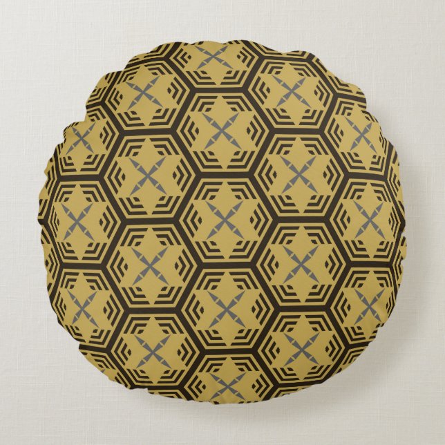 Modern seamless pattern,  gold colour. Geometric B Round Cushion (Front)