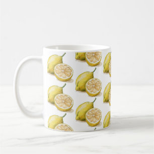 Modern Seamless Pattern Watercolor Yellow Lemon Coffee Mug