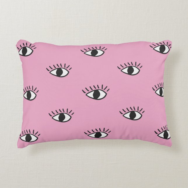 Modern seamless pattern with hand drawn eyes on pi decorative cushion (Front)
