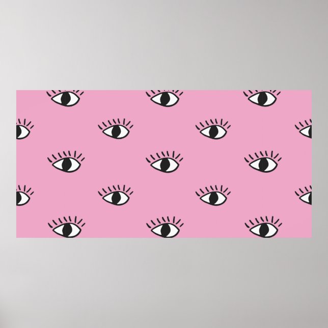 Modern seamless pattern with hand drawn eyes on pi poster (Front)