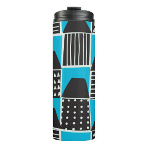 Modern seamless pattern with houses in black and b thermal tumbler