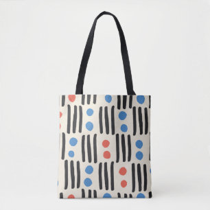 Modern seamless pattern with stripes and dots in b tote bag