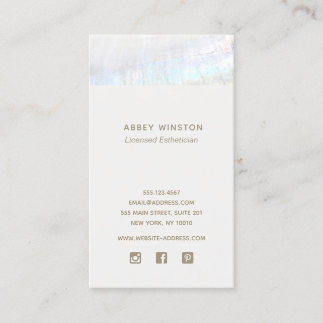 Modern Seashell Social Media Business Card (Front)