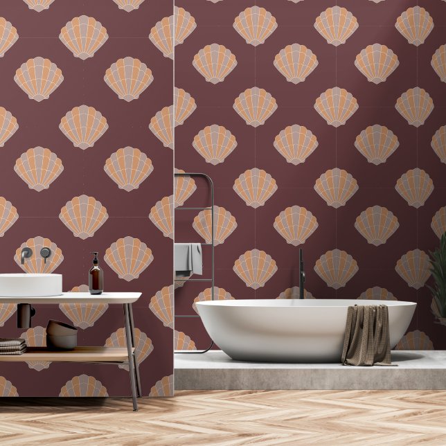 Modern Seashell Wallpaper (Bathroom)