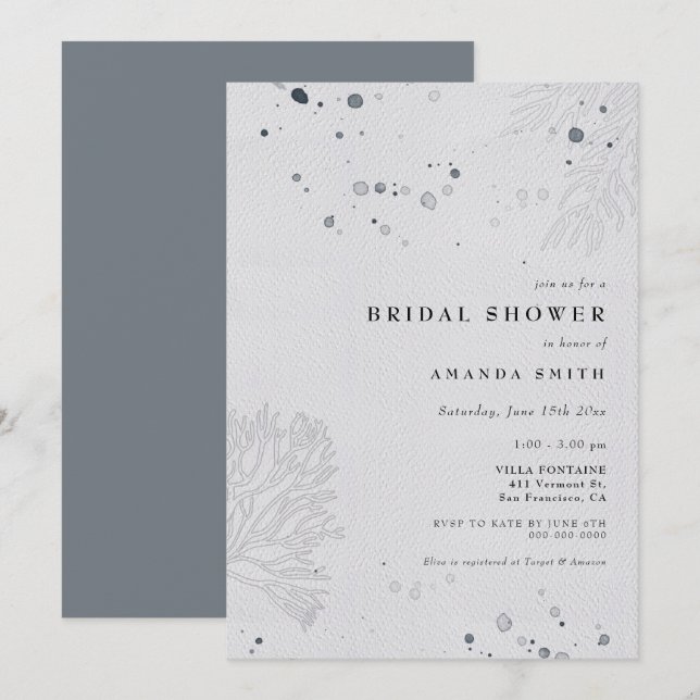 Modern Seashell Watercolor Beach Bridal Shower  Invitation (Front/Back)