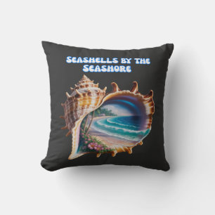 Modern Seashells by the Seashore Cushion