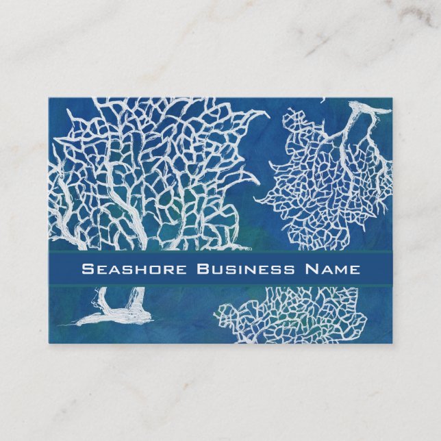 Modern Seashore Beach Ocean Coral Water Business Business Card (Front)
