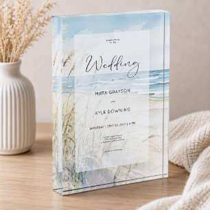 Modern Seaside Beach Wedding Keepsake Invitation Photo Block
