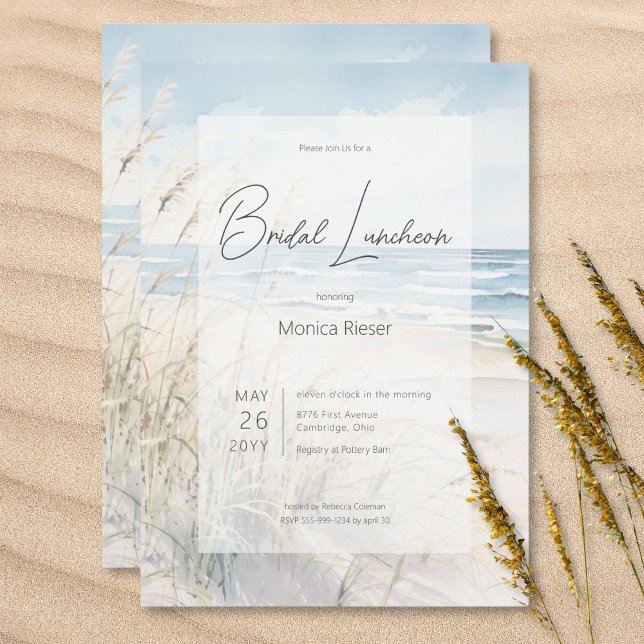 Modern Seaside Watercolor Beach Bridal Luncheon Invitation (Modern Seaside Watercolor Beach Bridal Luncheon Invitation)